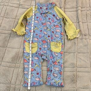 Preloved uvskinz Baby Girl's Sun & Swim Suit, 
Girly Dino pool party / 3T